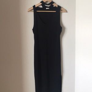 Caution to the wind black bodycon dres with choker